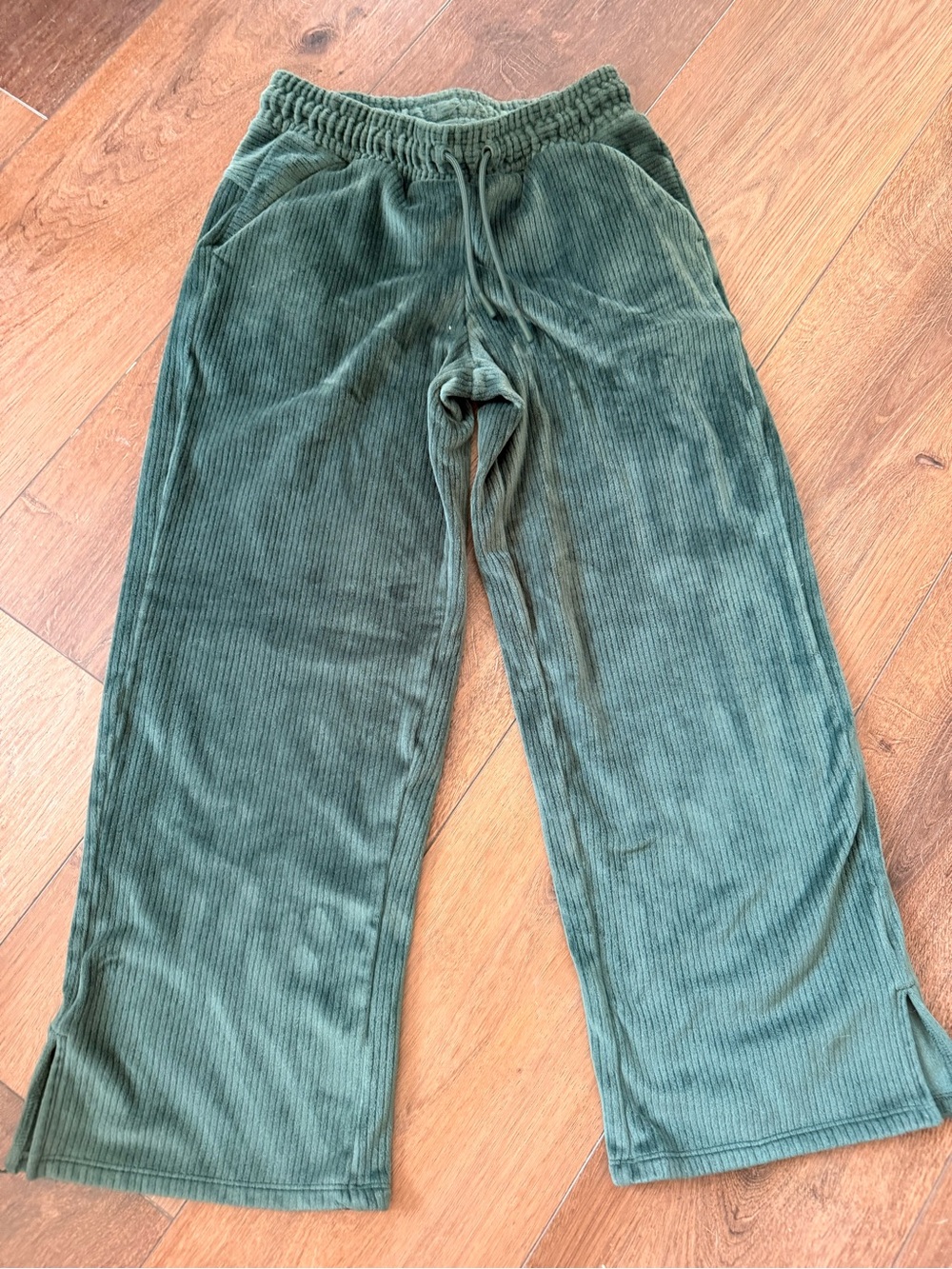 Kids Green Corduroy Wide-Leg Pull-On Pants Size 8